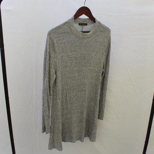 Grey thin loose knee length long sleeve dress